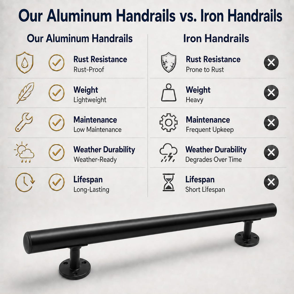6FT Black Aluminum Stair Handrail Kit E143122
