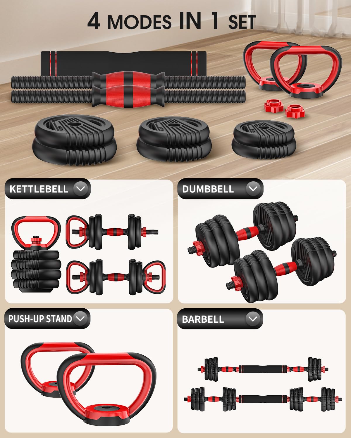 Adjustable Dumbbell Set 4 in 1 Free Weights C417