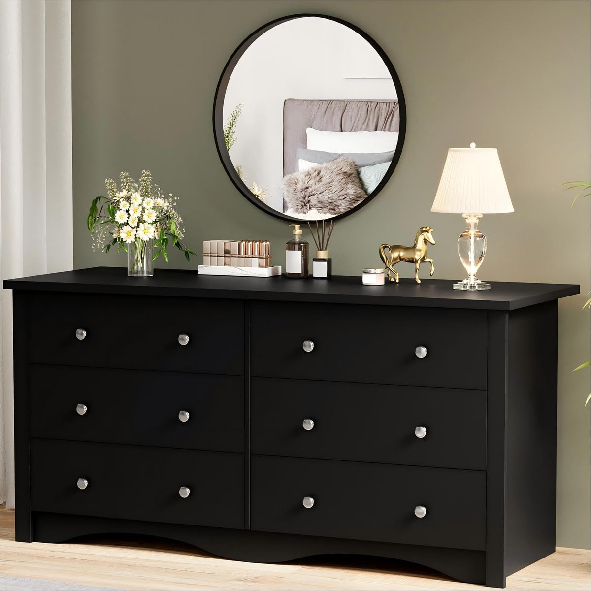 Black 6 Drawer Dresser F64804