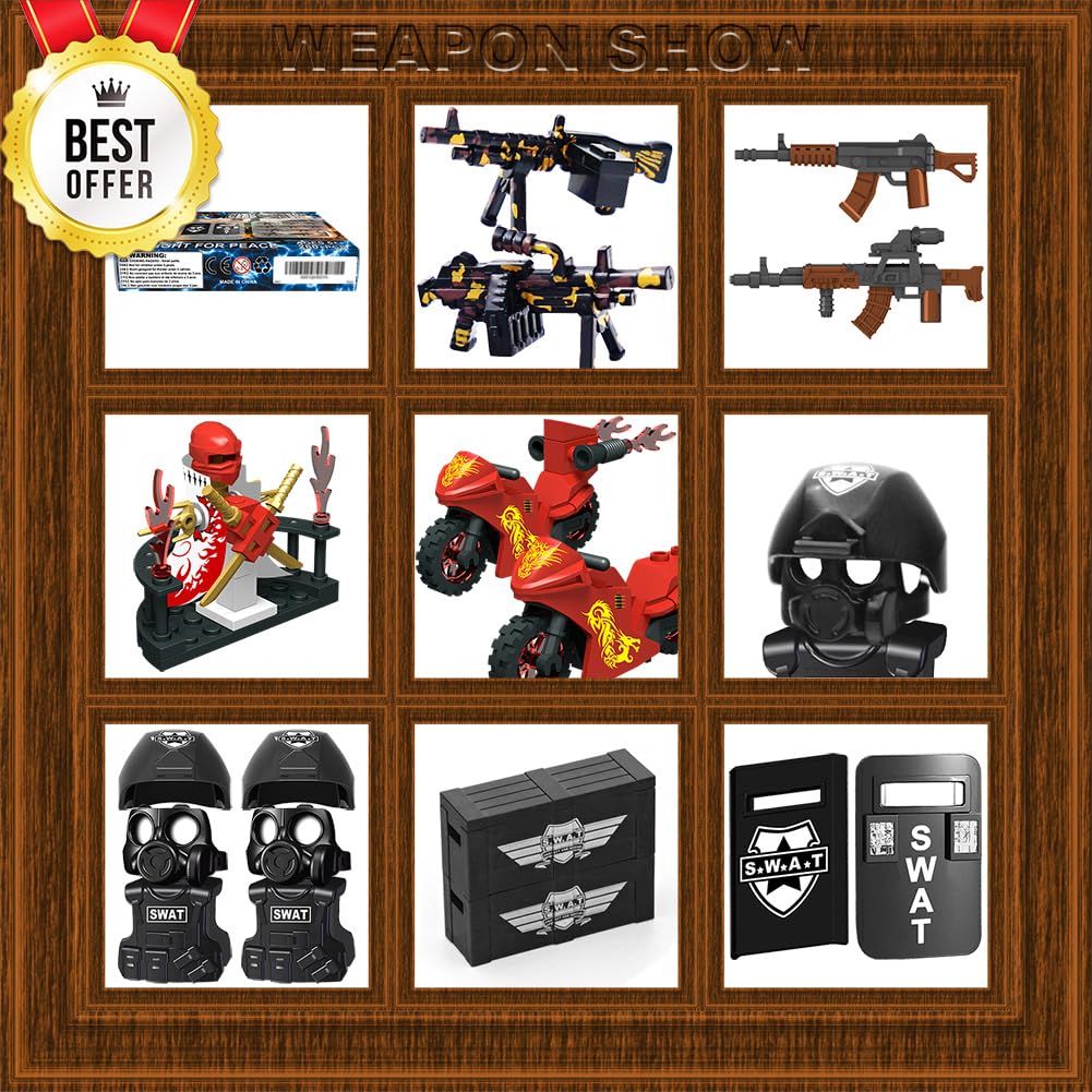Military Weapon Set with Helmet Body Armor Cloak and Motorcycles A4050