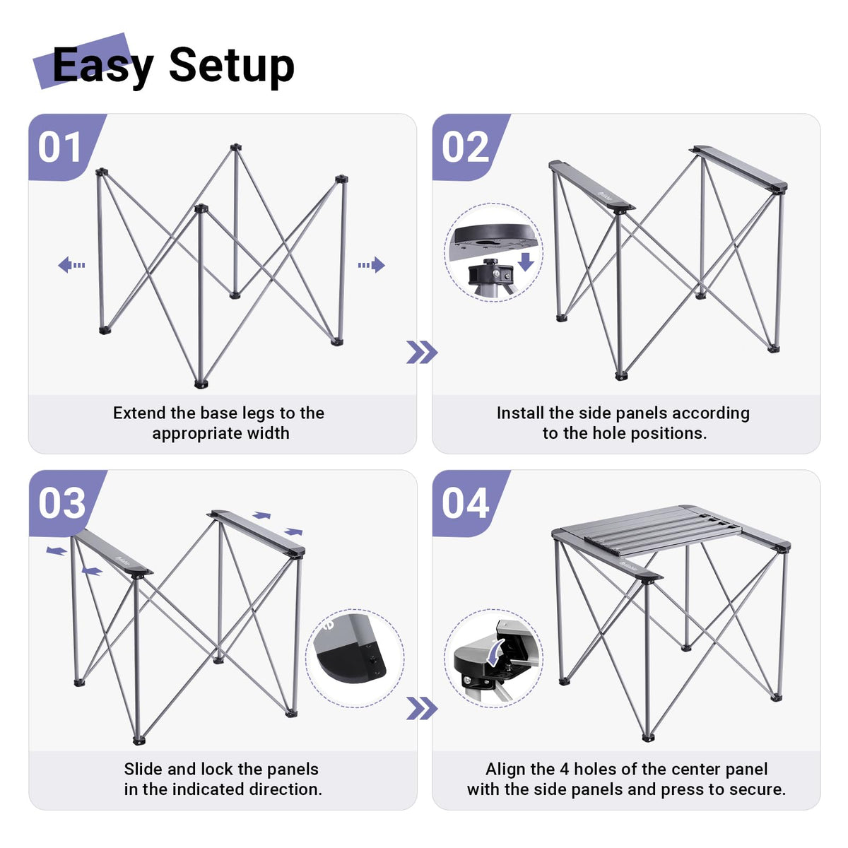 Camping Square Folding Aluminum Table O76433