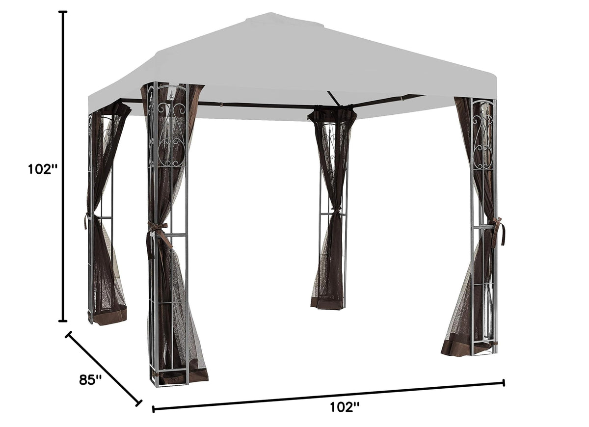 8' x 8' Brown Gazebo Replacement Mosquito Netting B399
