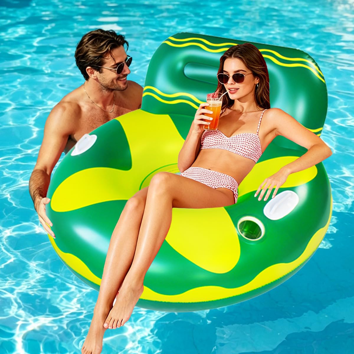 Pool Lounger Float with Cup Holder I70172