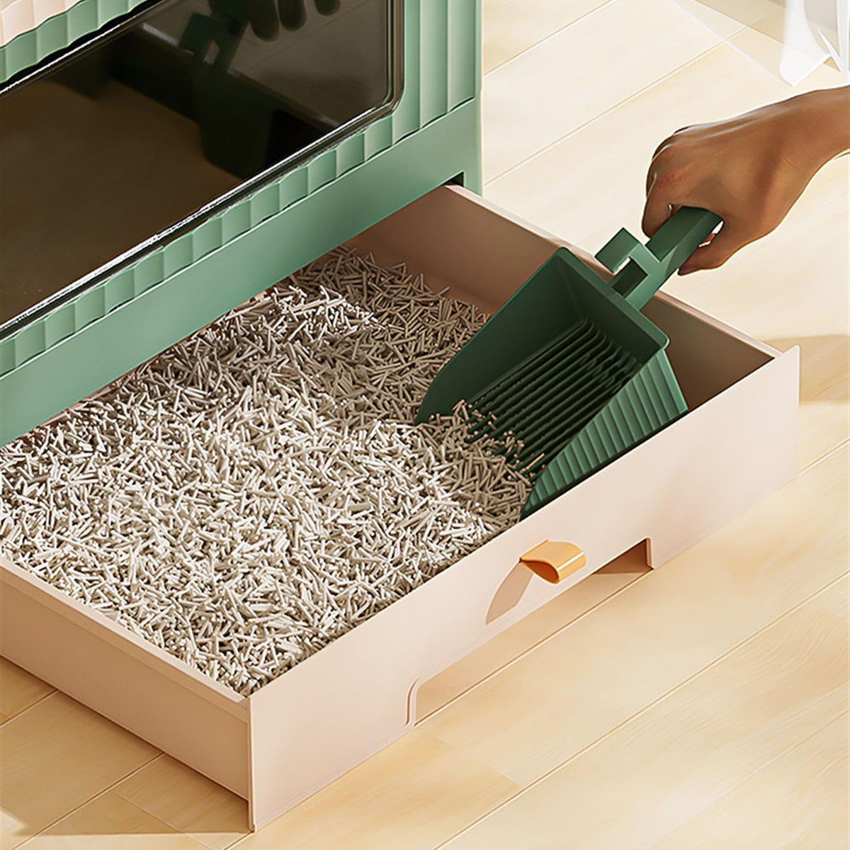 Foldable Cat Litter Box with Lid Y349445