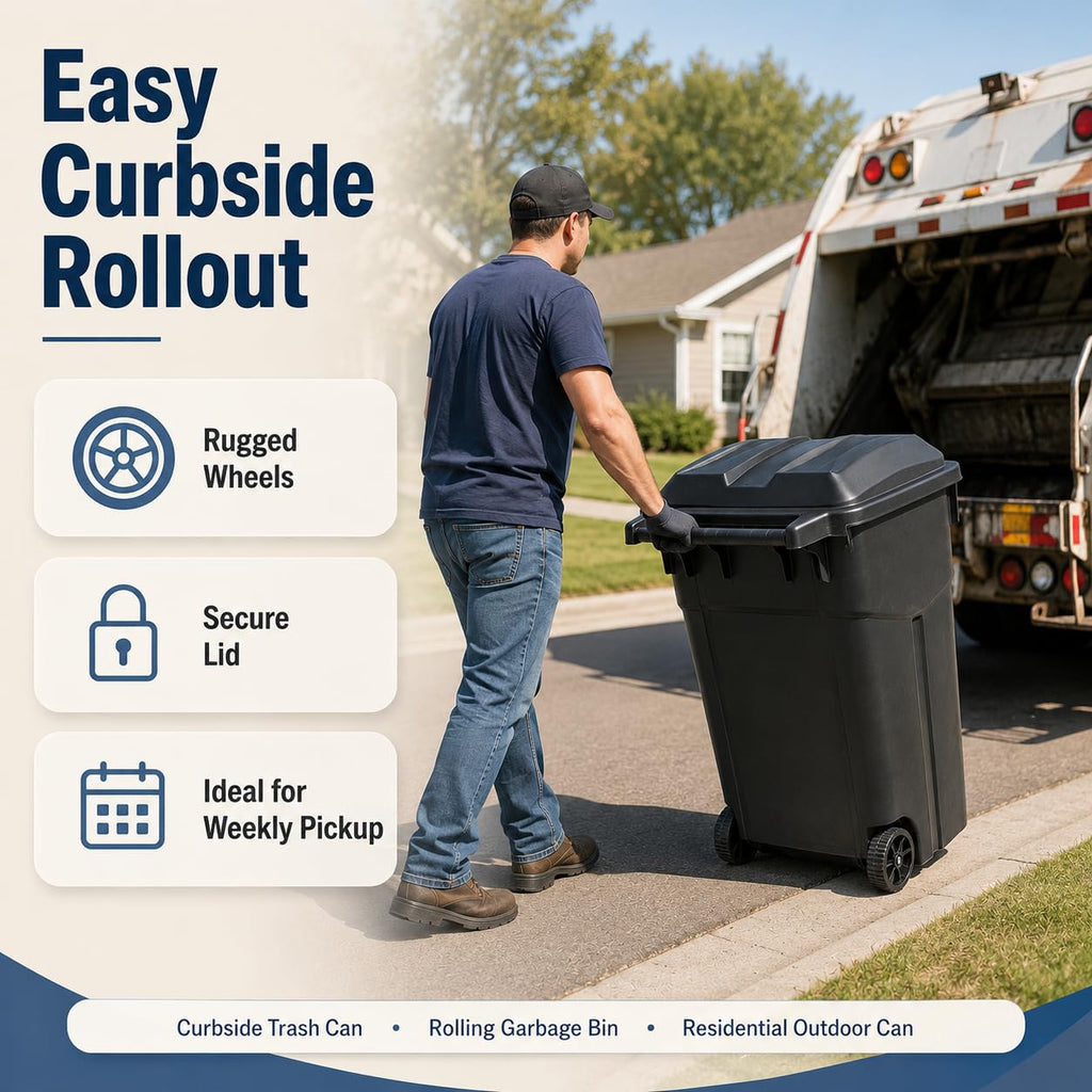 45 Gallon Wheeled Outdoor Trash Can with Lid H8324