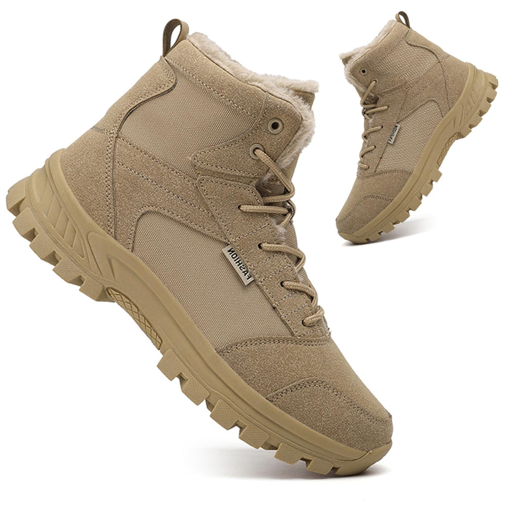 Mid Top Fur Lined Suede Leather Waterproof Military Tactical Boots K4638