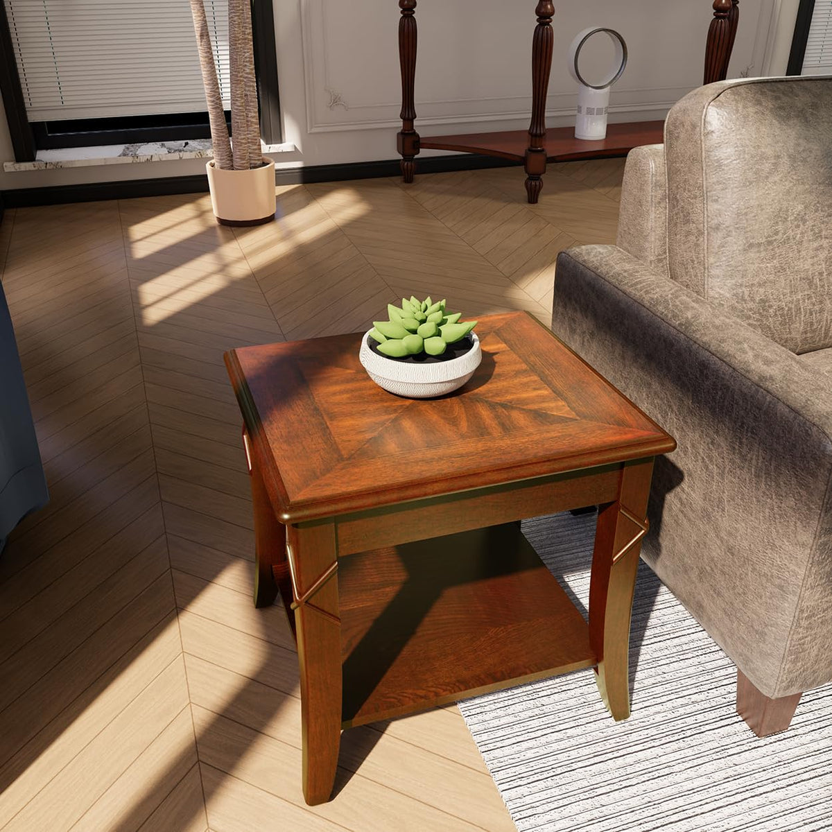 Solid Wood End Table with Storage Shelf M481416