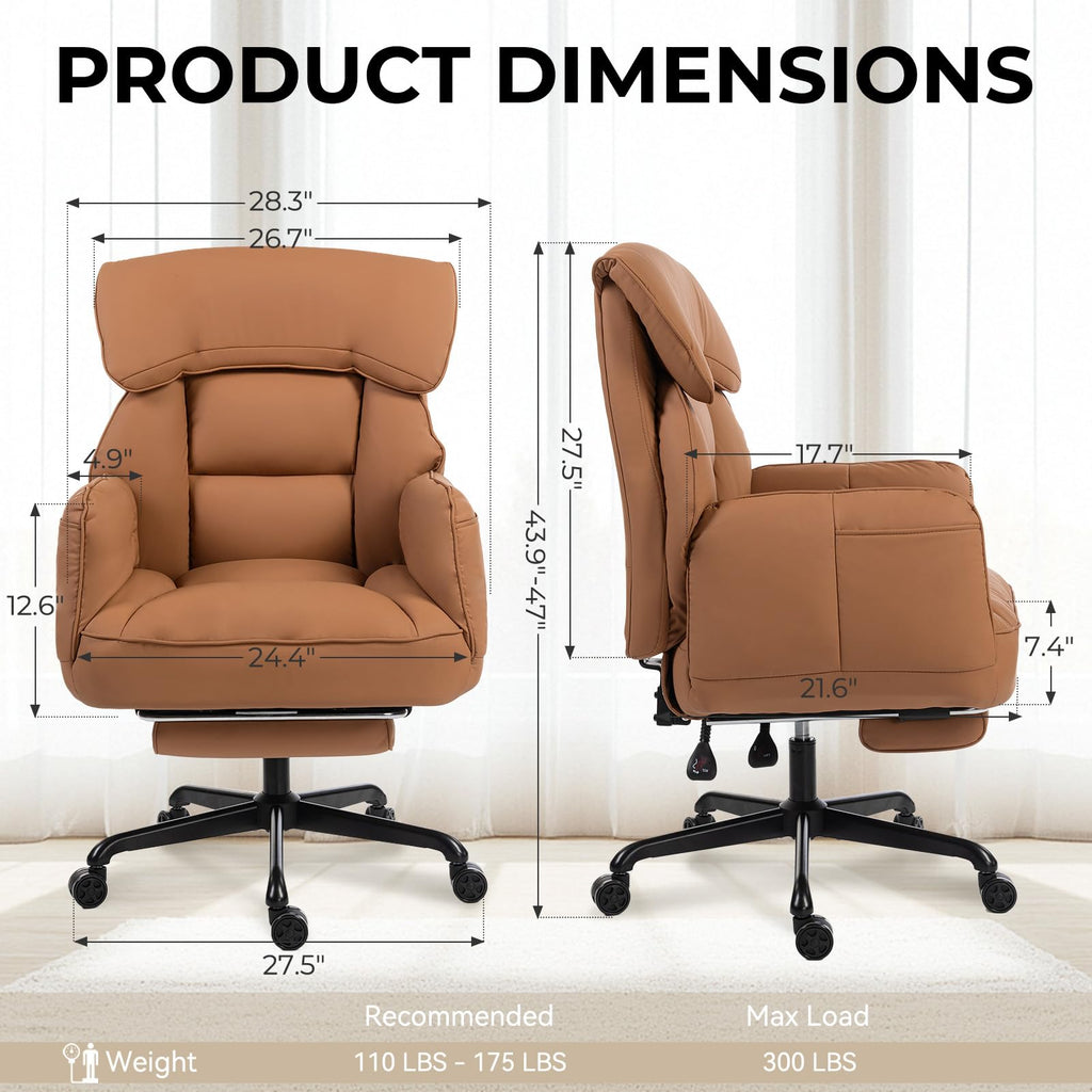 Brown Cross Legged Office Chair with Footrest and Metal Base E54111