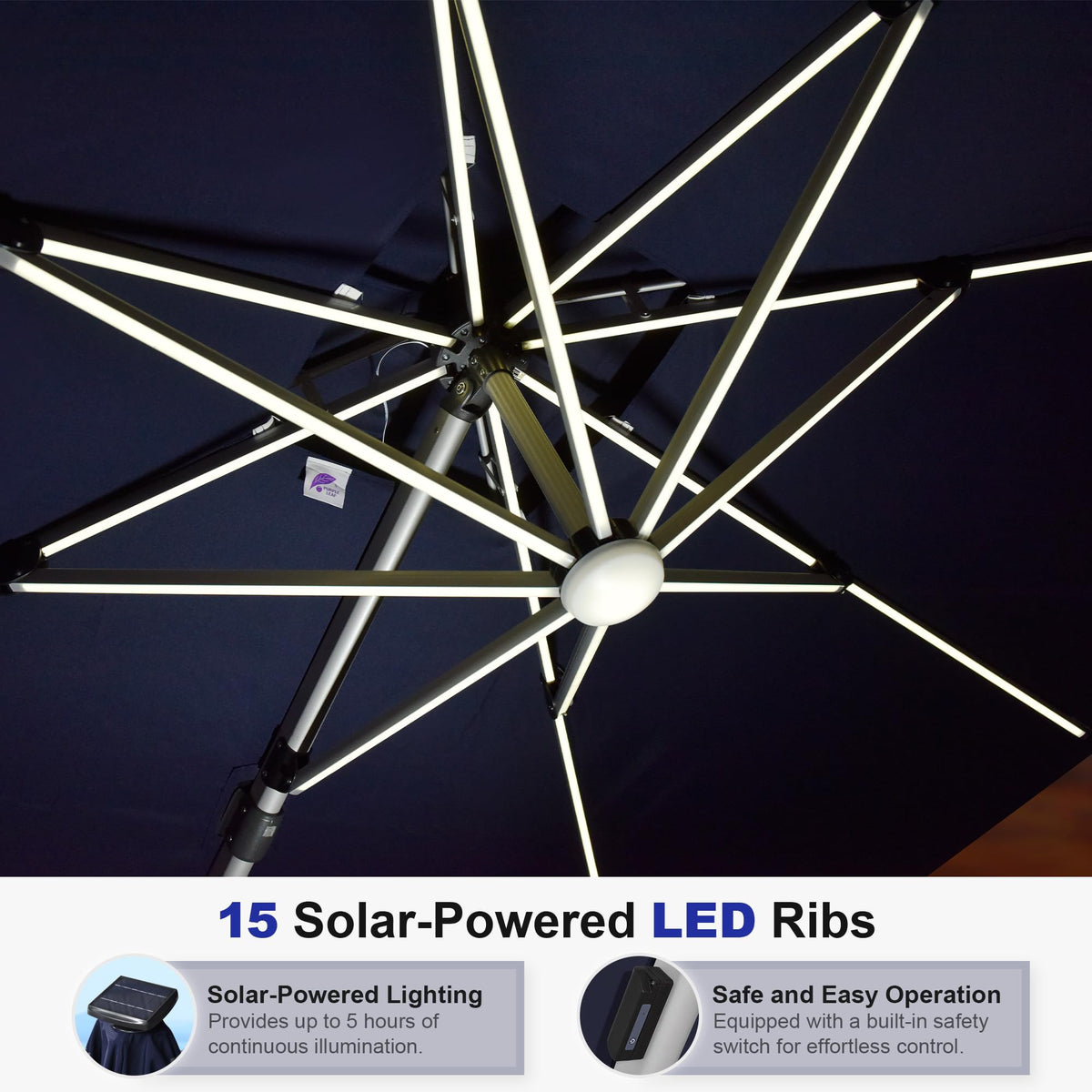 12'X12' Double Top Solar LED Light Patio Umbrella F31298