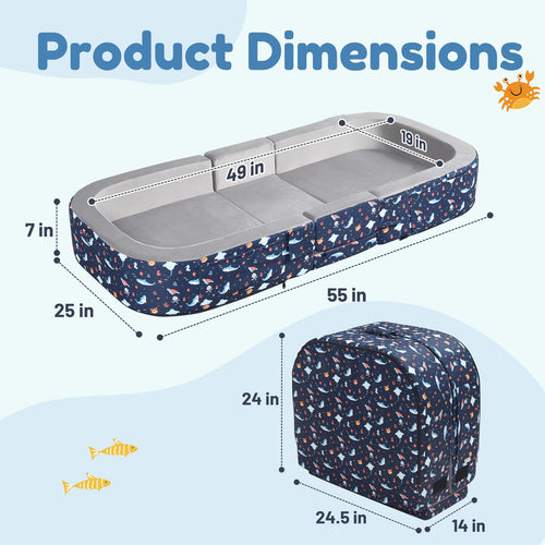 2-in-1 Foldable Toddler Travel Bed with Foam Safety Rails Z670590