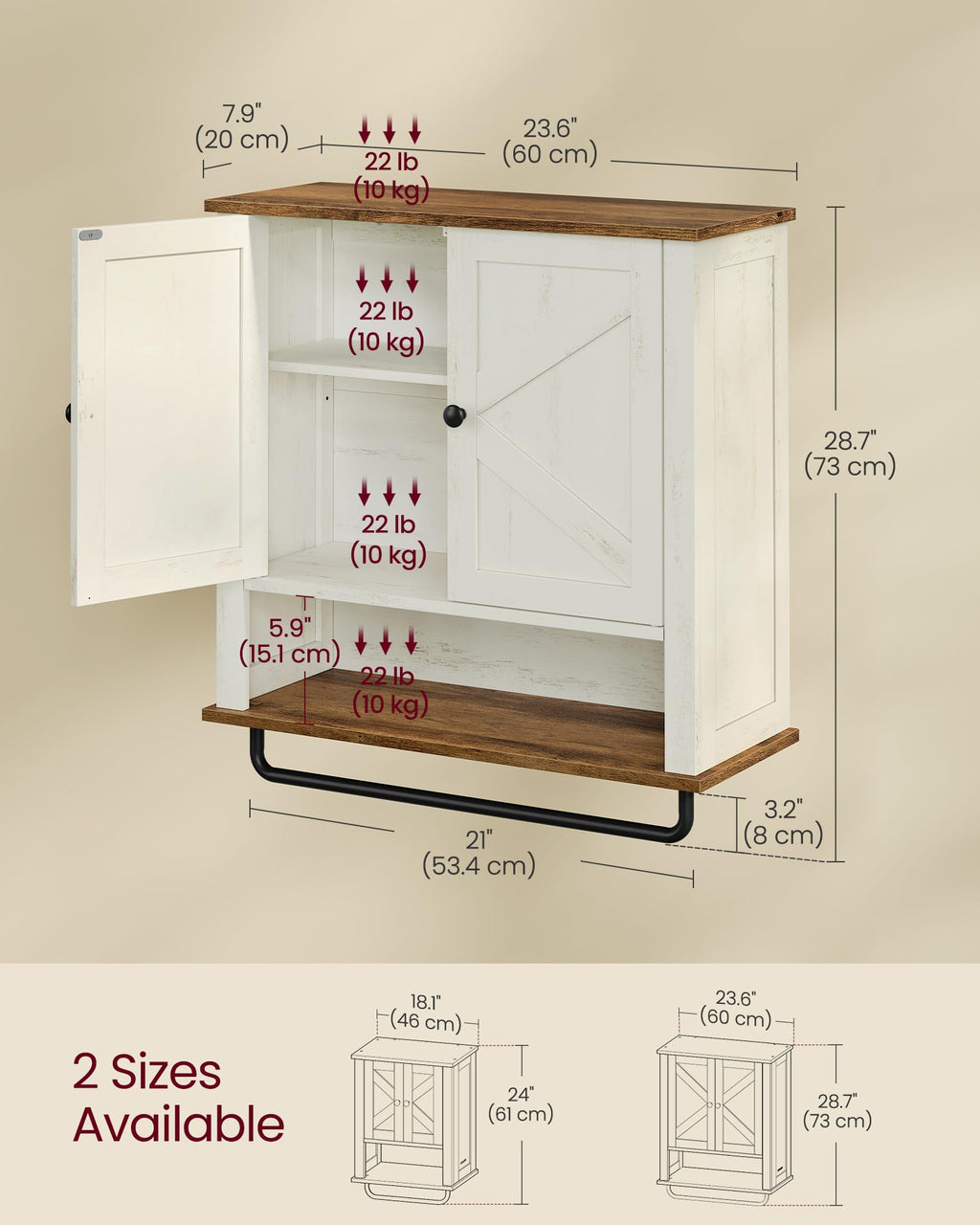Wall-Mounted Bathroom Cabinet with Towel Bar O2585