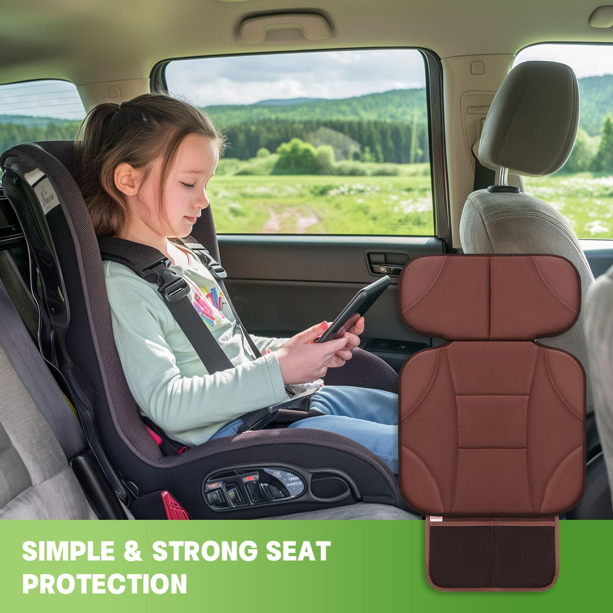 Black Car Seat Protector with 2 Storage Pockets X99265