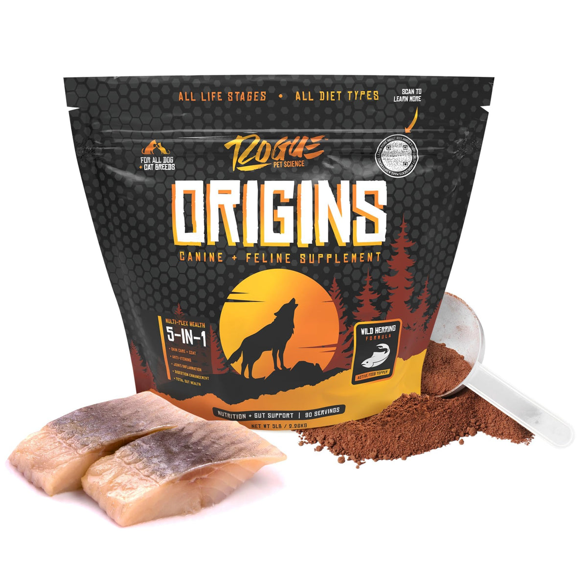 5-in-1 Dog Supplement Powdered Food Topper with Omega 3 Fish Oil 5 lbs A3614