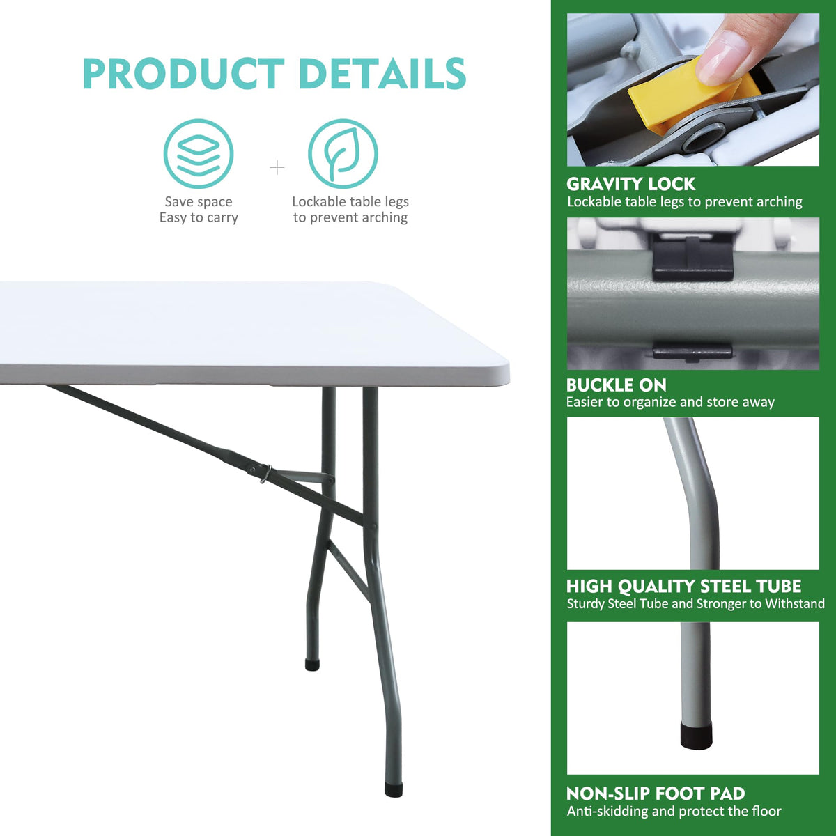 White 6FT Foldable Plastic Table H2162
