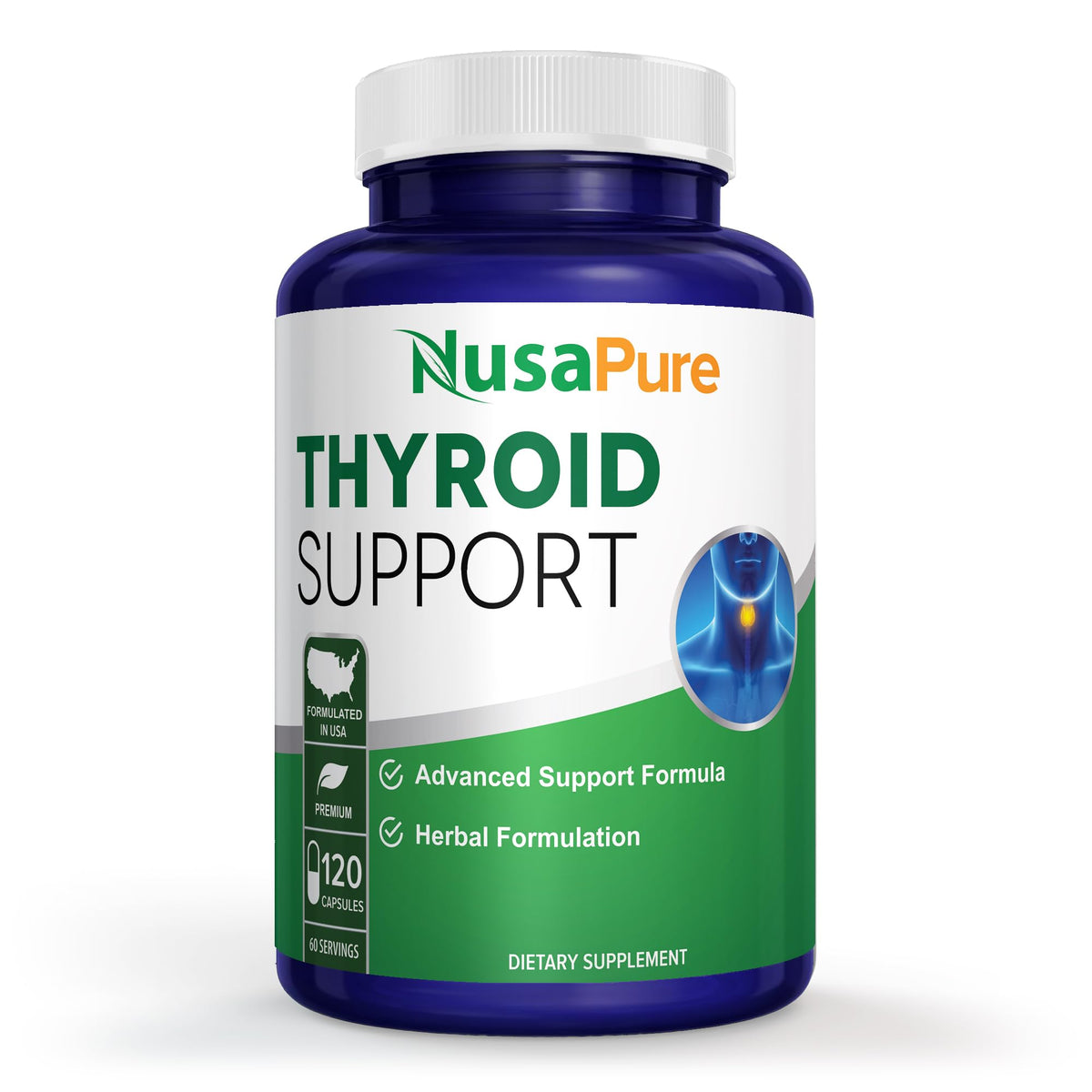 Thyroid Support Supplement 120 Capsules with Vitamin B-12 U592