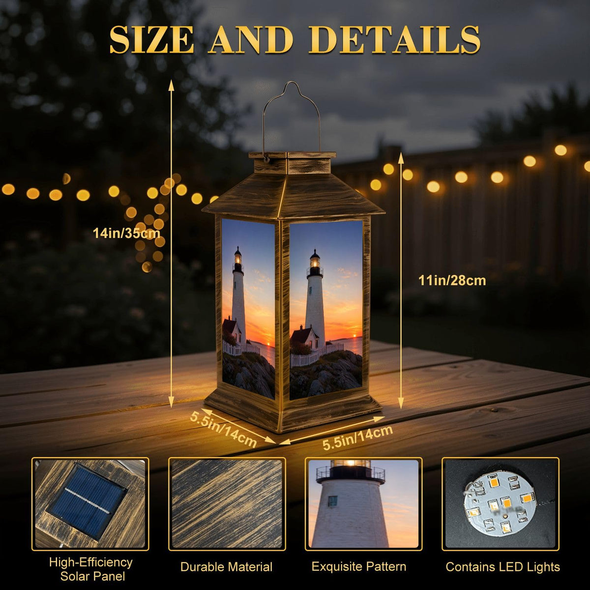 Solar Lantern Outdoor Waterproof LED Hanging Solar Lights P42665