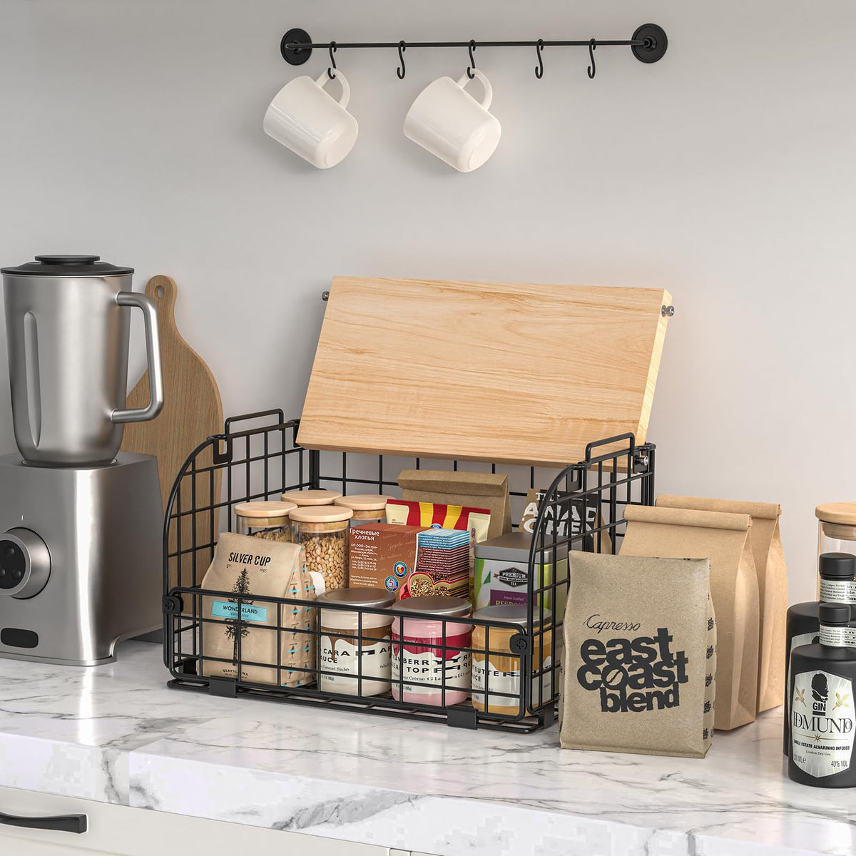 Stackable Wire Basket with Openable Top O27450