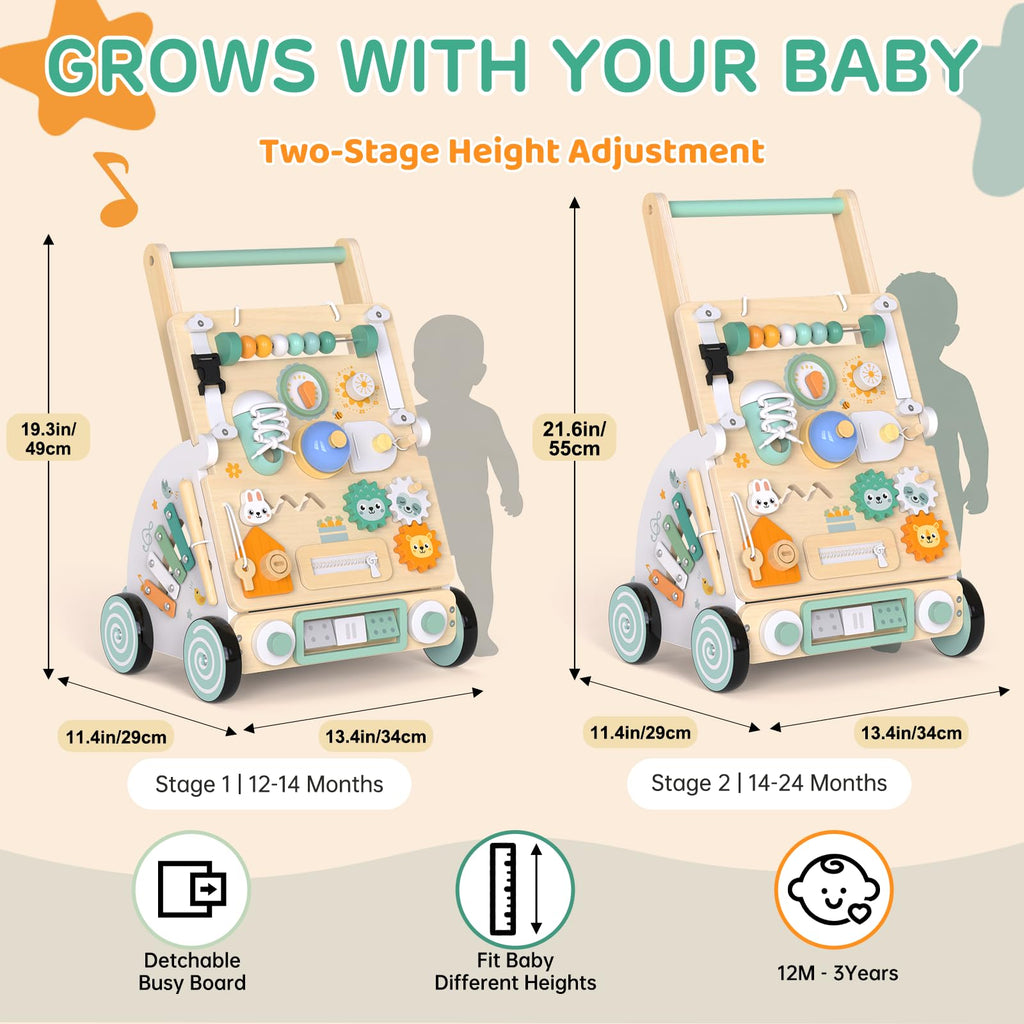 Wooden Baby Walker with Detachable Busy Board C628