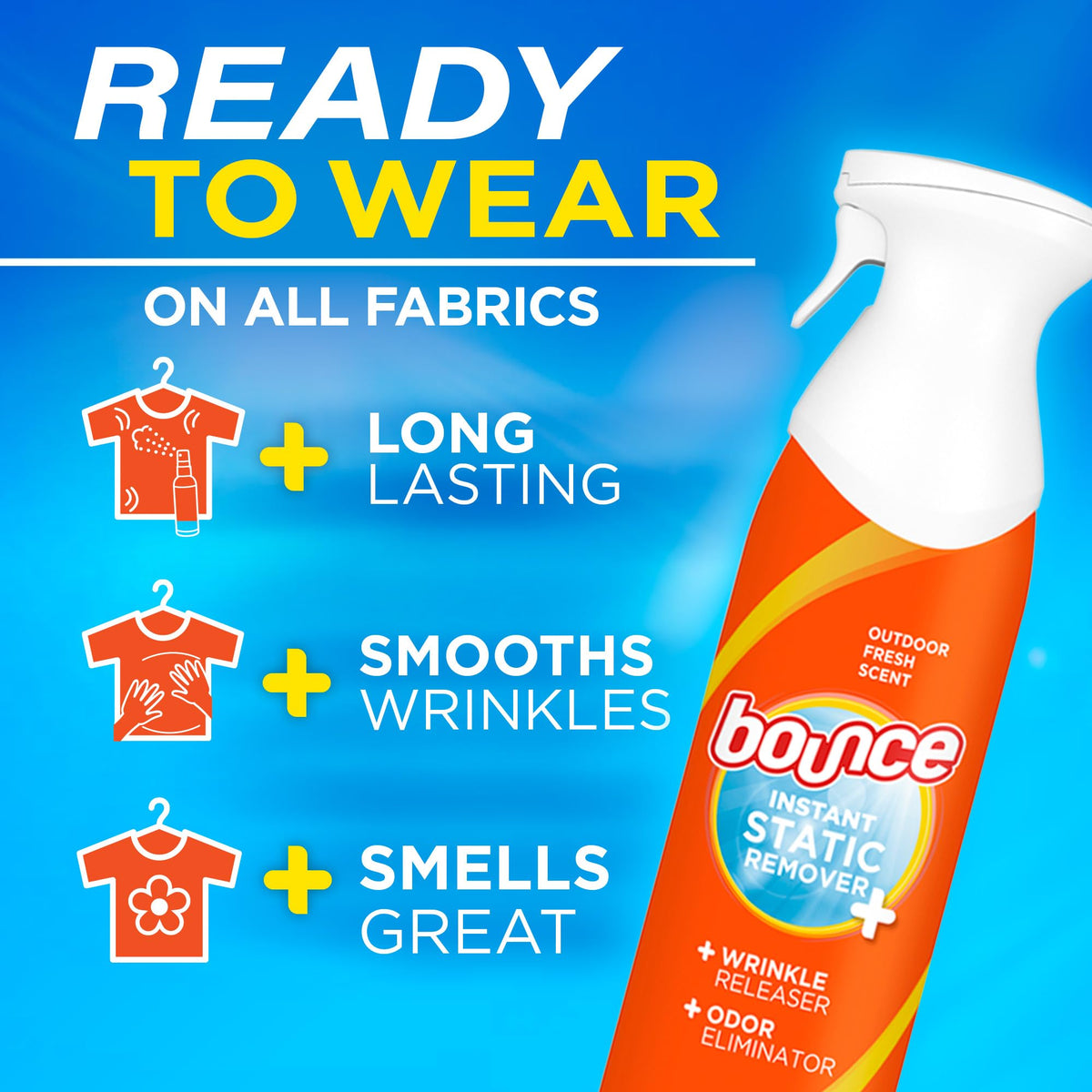 Anti Static Spray, 3 in 1 Wrinkle Release Fabric Refresher Spray 9.7 Fl Oz D96052