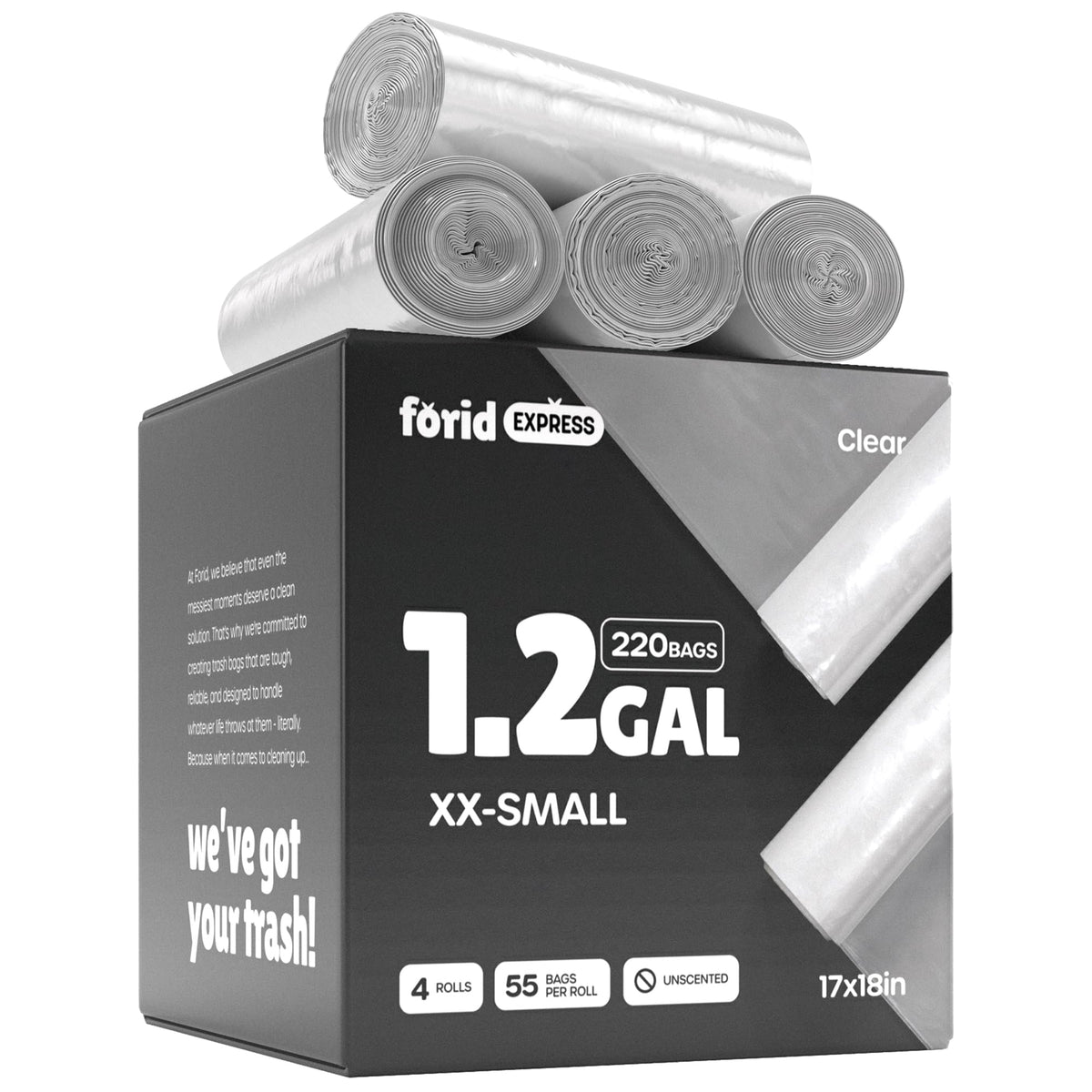 1.2 Gallon 220 Count Plastic Trash Bags D616