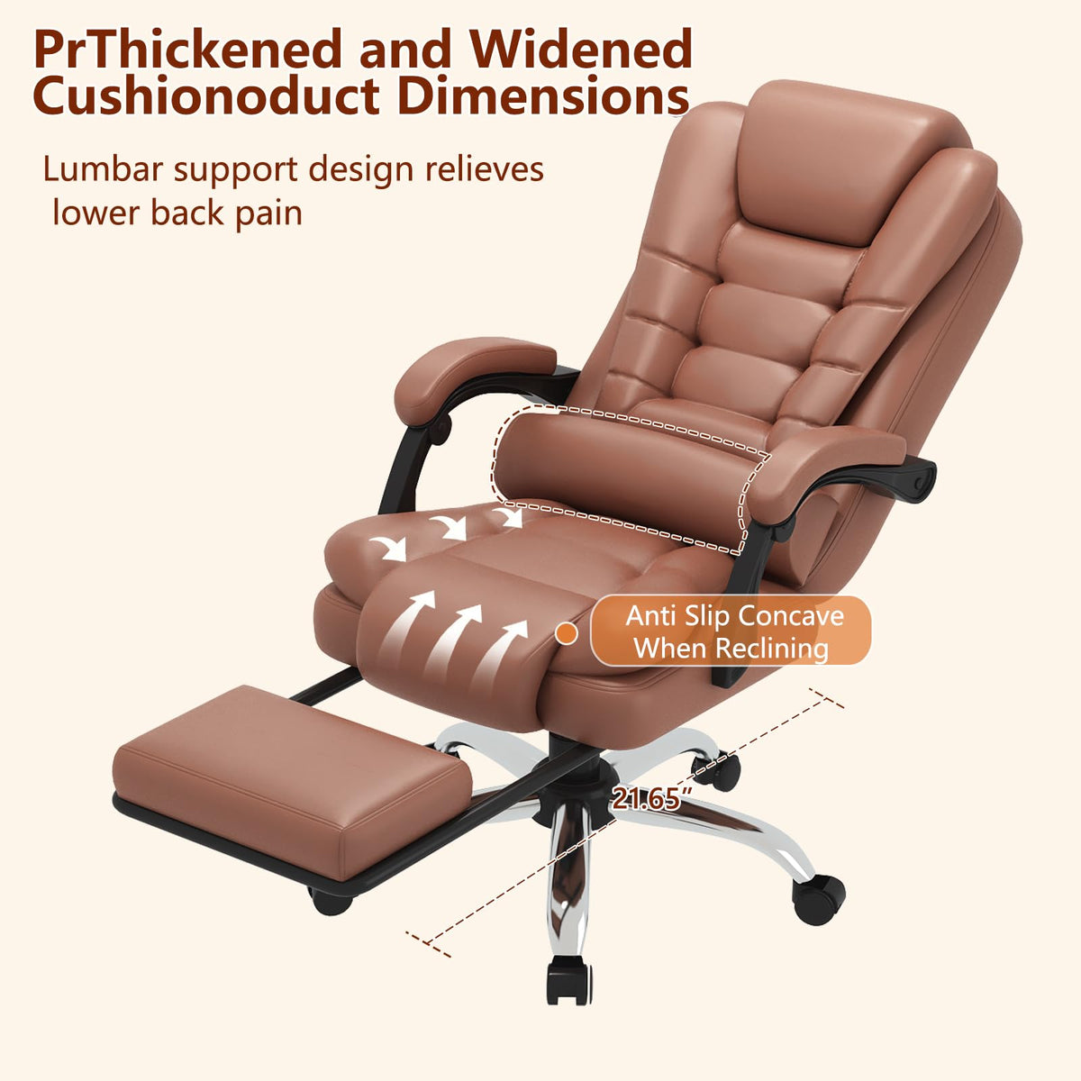 Ergonomic High Back Office Chair with Lumbar Support and Footrest U675