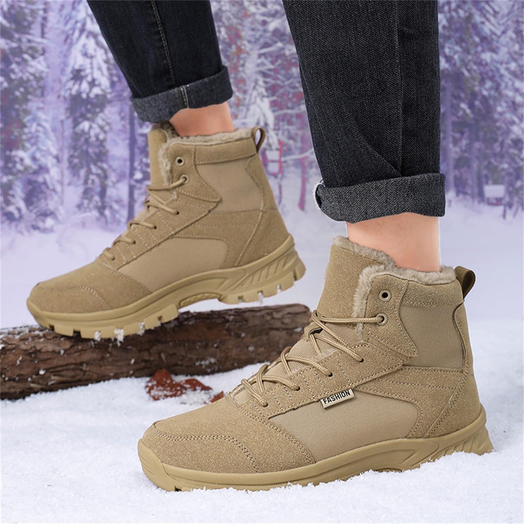 Mid Top Fur Lined Suede Leather Waterproof Military Tactical Boots K4638