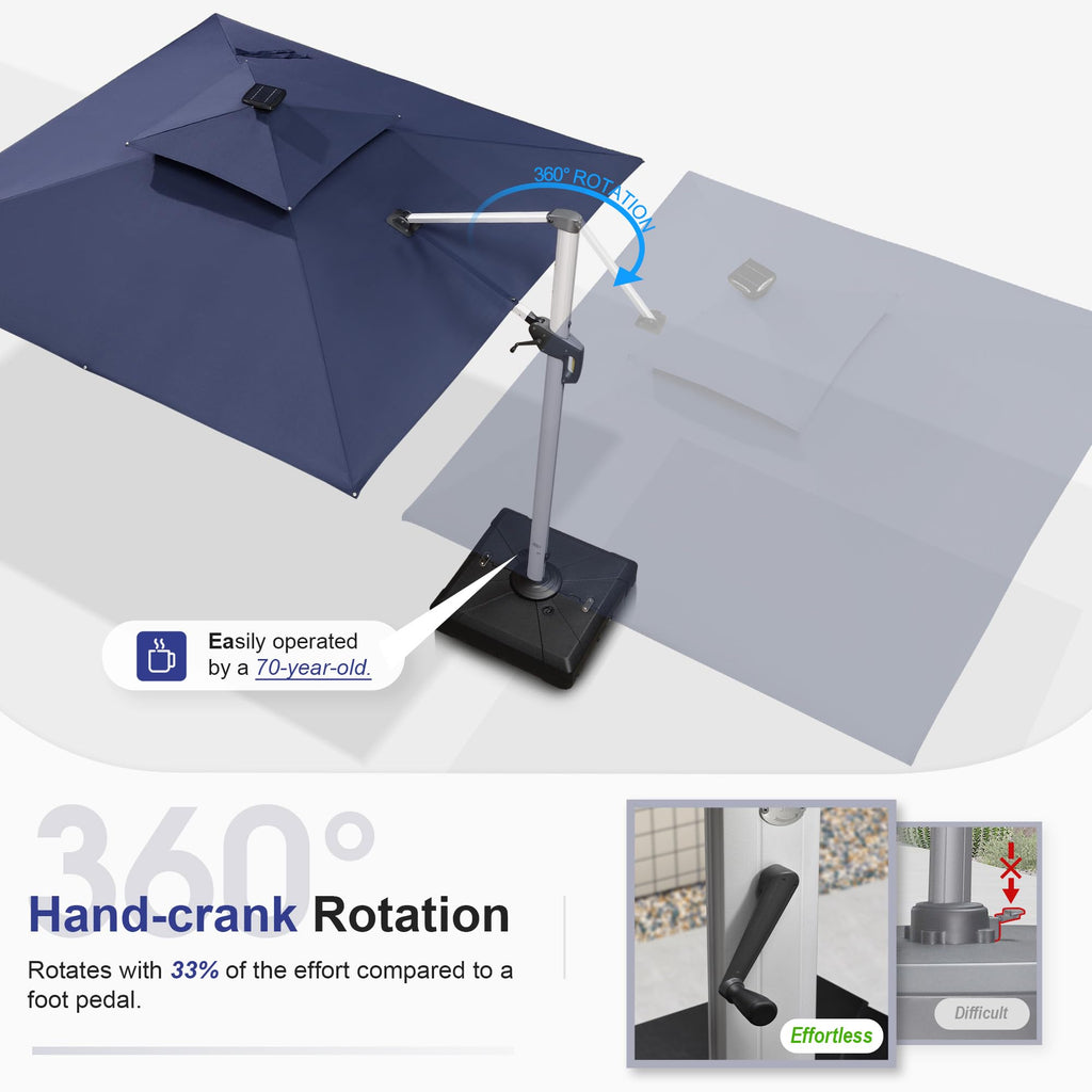 12'X12' Double Top Solar LED Light Patio Umbrella F31298