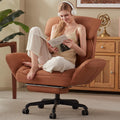 Brown Cross Legged Office Chair with Footrest and Metal Base E54111