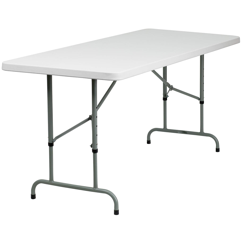 6-Foot Granite White Adjustable Plastic Folding Table G580
