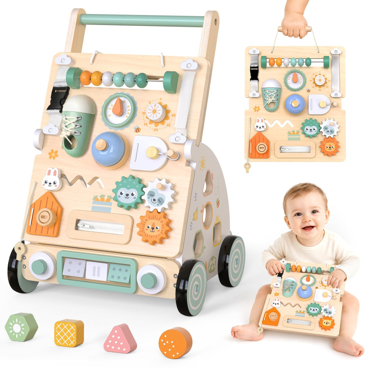 Wooden Baby Walker with Detachable Busy Board C628