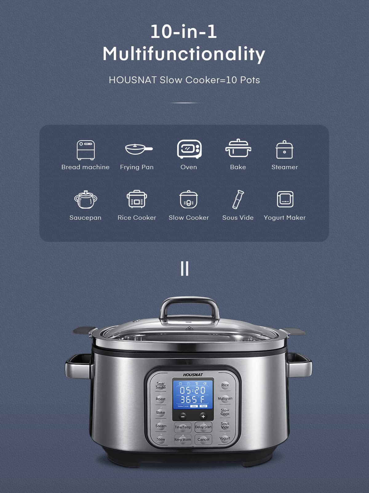 6 Quart Programmable Stainless Steel Slow Cooker T298452