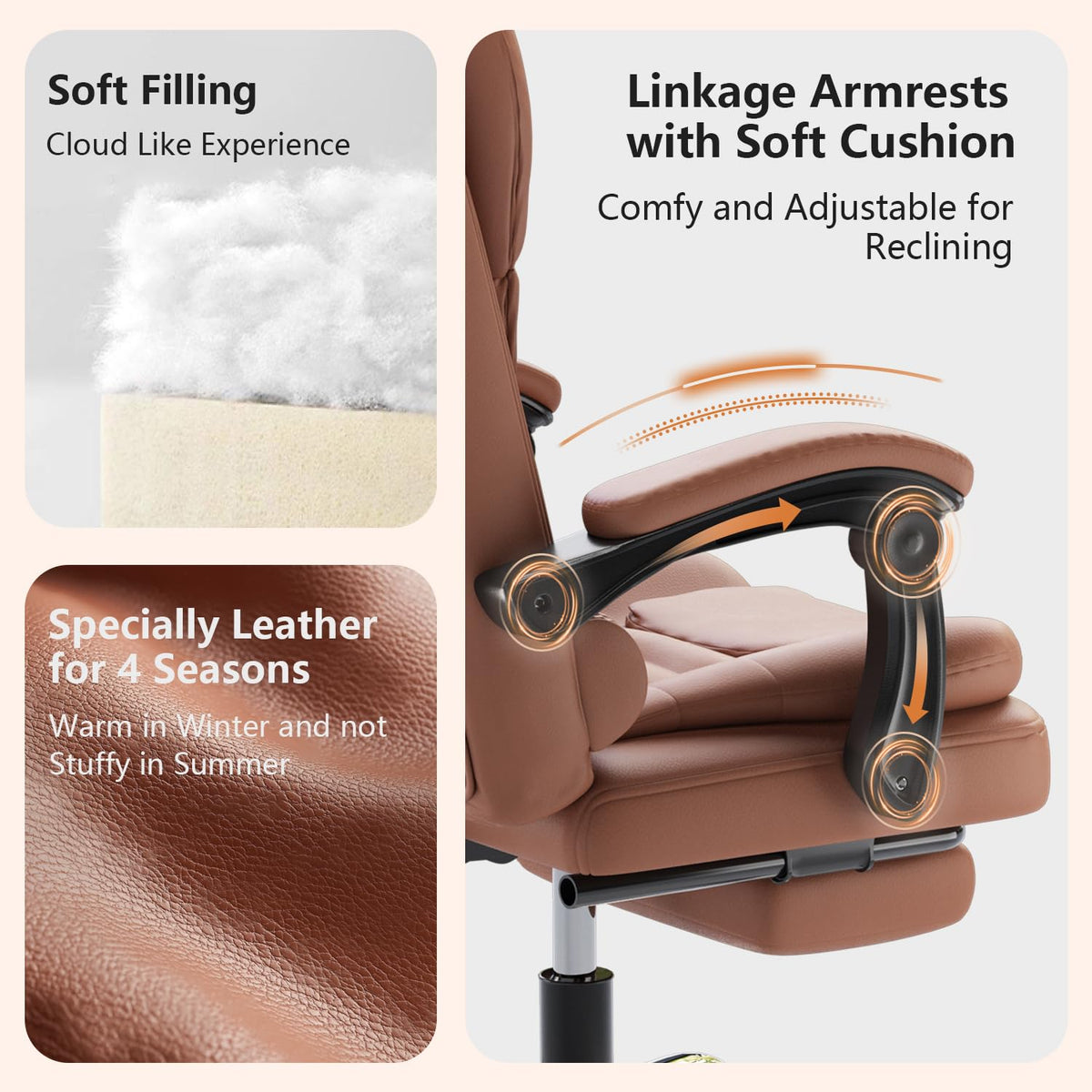 Ergonomic High Back Office Chair with Lumbar Support and Footrest U675