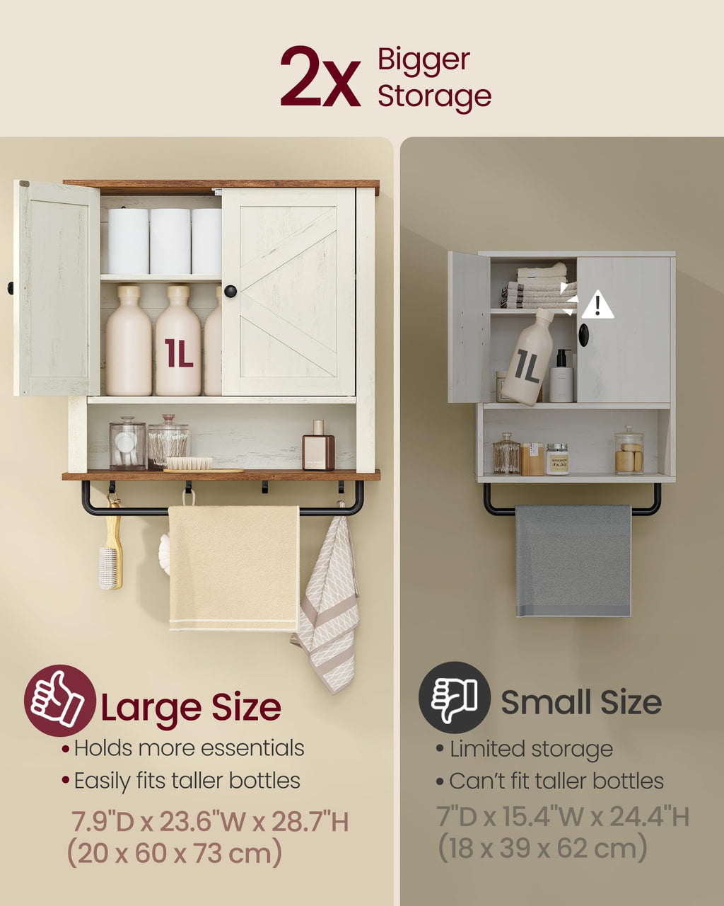 Wall-Mounted Bathroom Cabinet with Towel Bar O2585