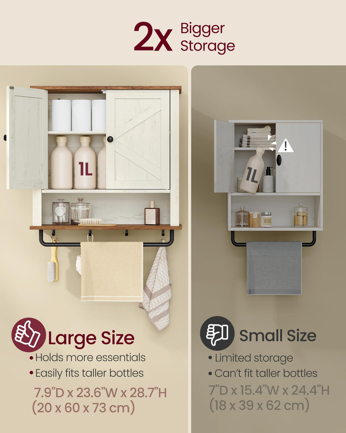 Wall-Mounted Bathroom Cabinet with Towel Bar O2585