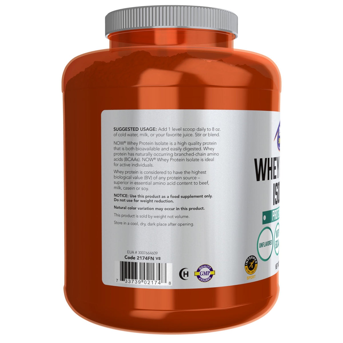 Whey Protein Isolate 24 g With BCAAs Unflavored Powder 5 lbs J1000