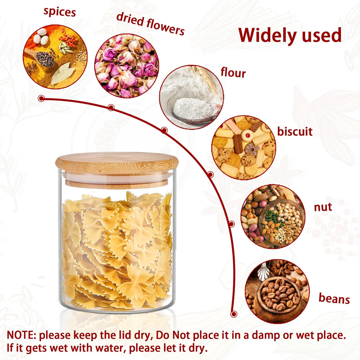 16 oz Glass Food Storage Jars with Bamboo Lids B54071