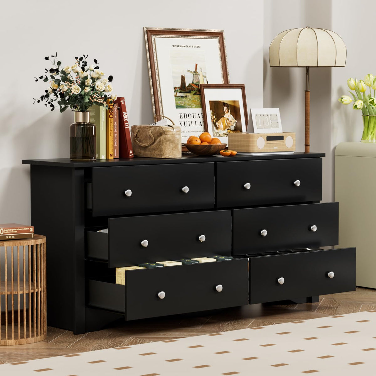 Black 6 Drawer Dresser F64804