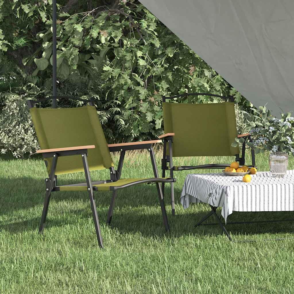 Foldable Camping Chairs 2 Pack Green Oxford Fabric D454