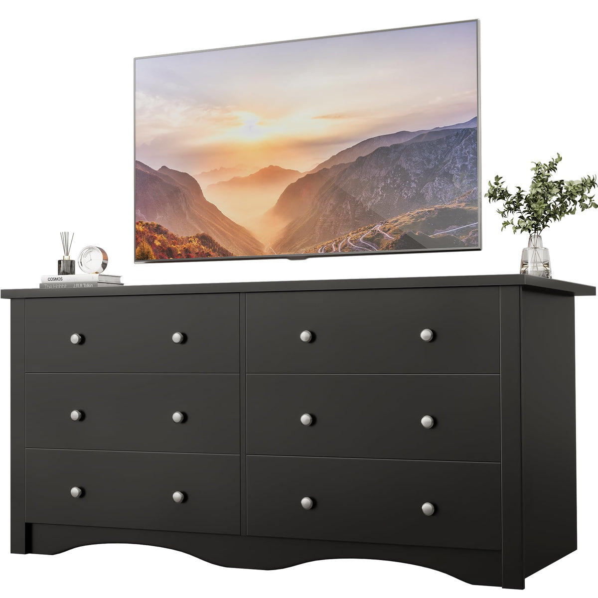 Black 6 Drawer Dresser F64804