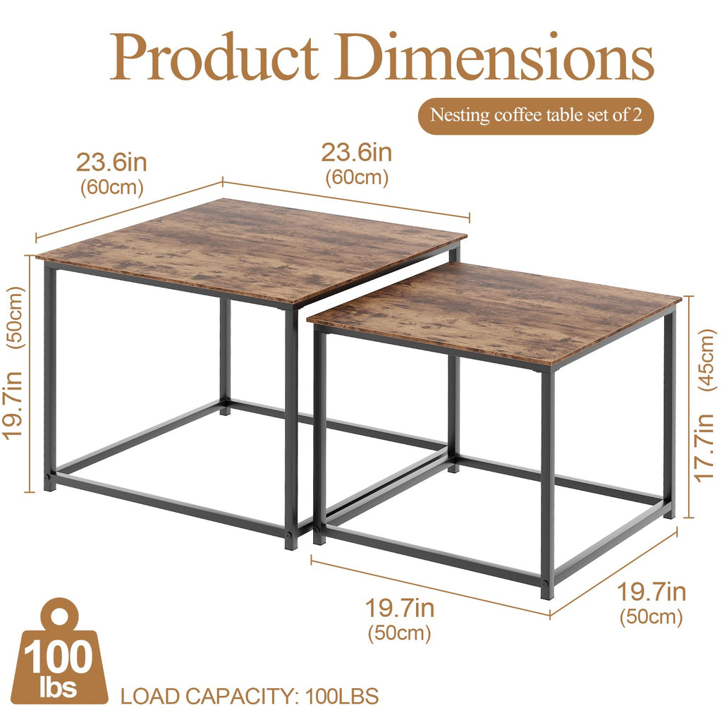 Brown Engineered Wood Nesting Coffee Table Set of 2 U2417