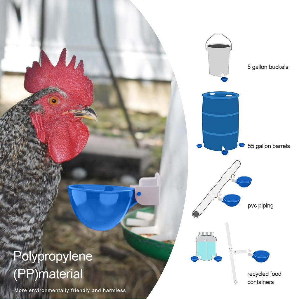 8 Packs Large Blue Chicken Waterer Cups Q546298
