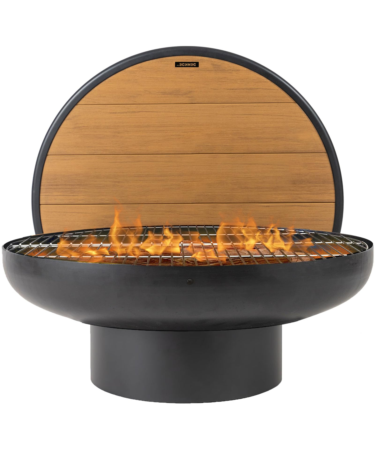 32 Inch Round Wood Burning Fire Pit Table with Grill P294525