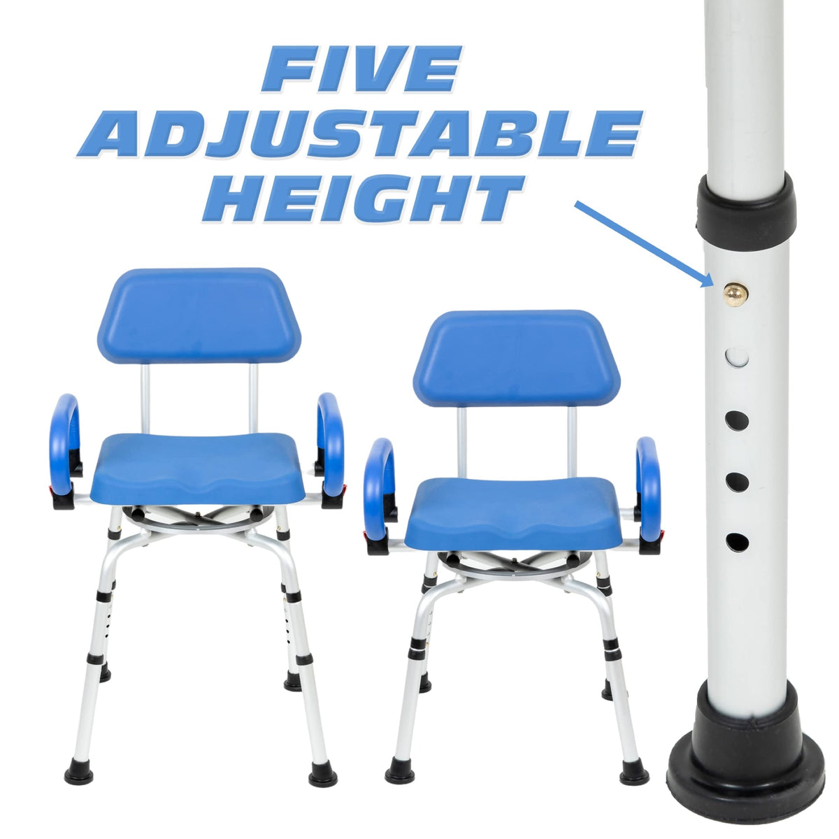 Blue Padded Shower Chair with Back and Arms S9830