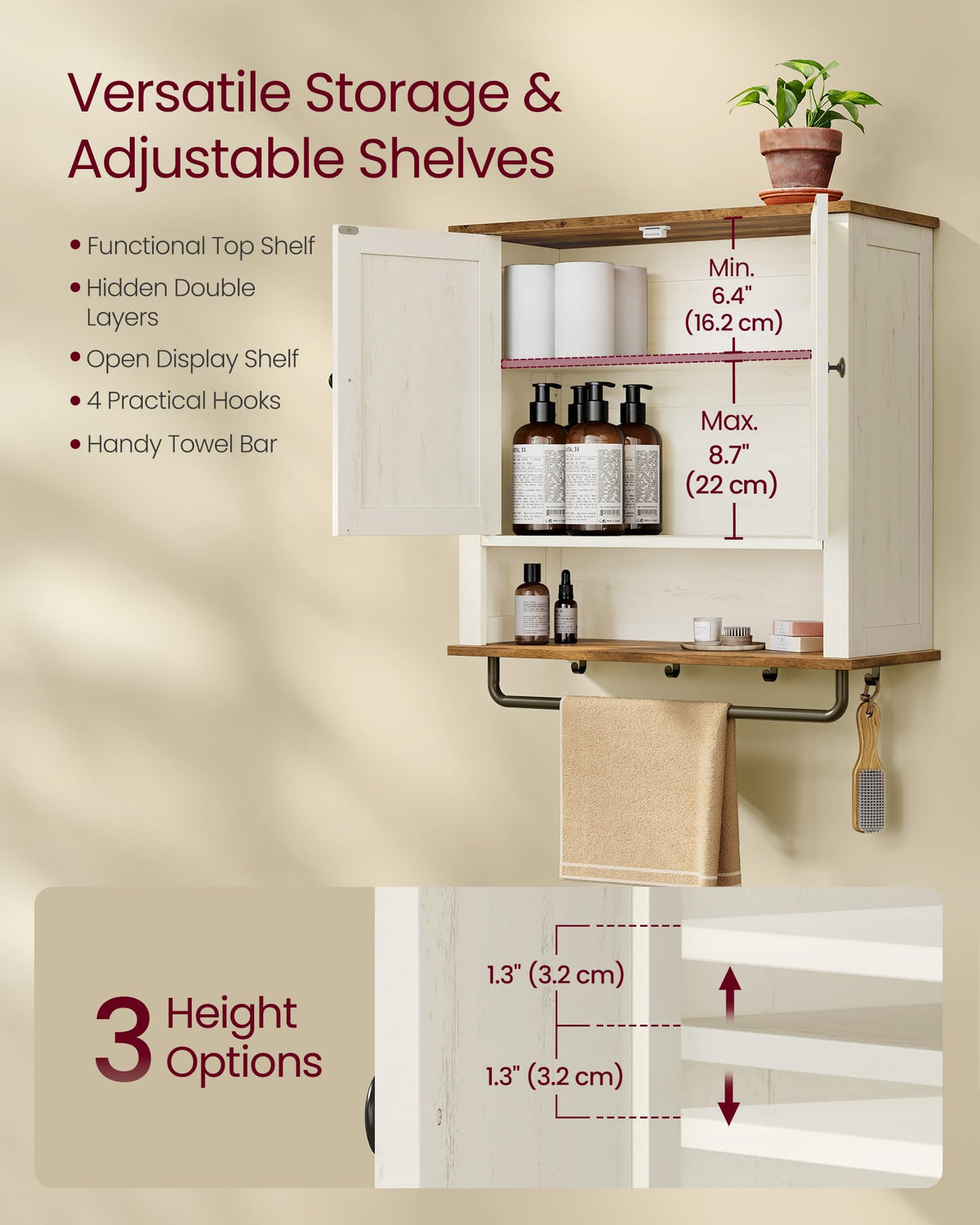 Wall-Mounted Bathroom Cabinet with Towel Bar O2585