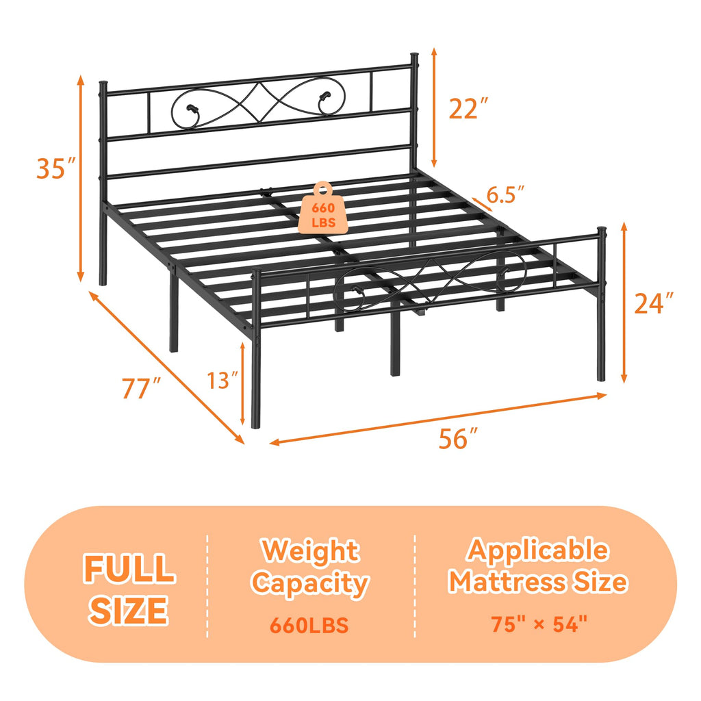 Full Size Metal Platform Bed with Under Storage W36180