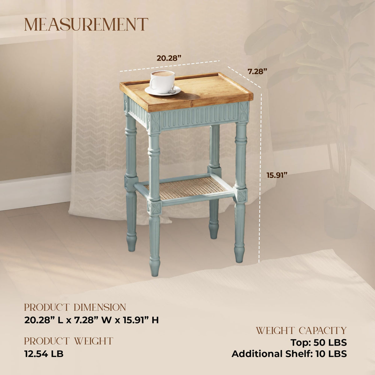 Pale Mint Blue Tray Top End Table A25143