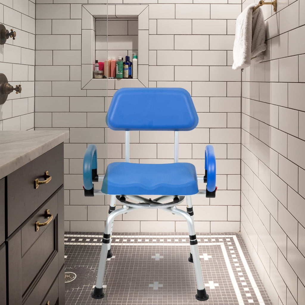 Blue Padded Shower Chair with Back and Arms S9830