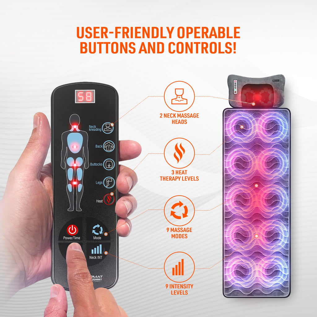 Full Body Massage Mat with Detachable Massage Pillow, 9 Intensity Levels, 9 Massage Modes & 3 Heat Settings E886589