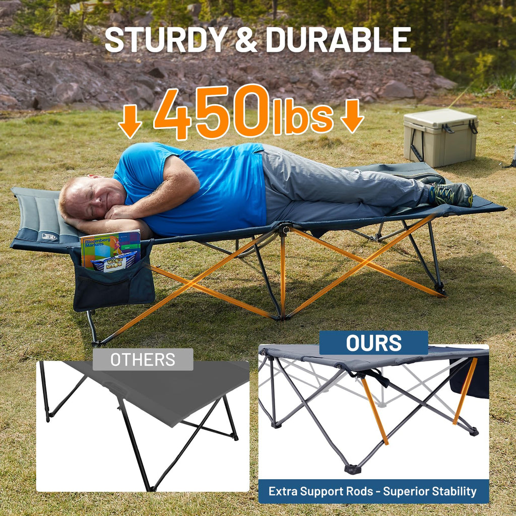 31.8" Extra Wide Heavy Duty Camping Cot with Carry Bag, Blue, 2 Pack P634006
