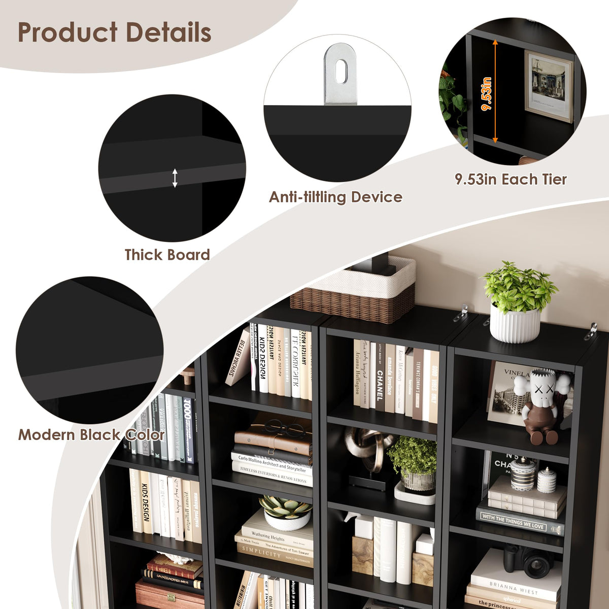 8-Tier Narrow Bookshelf Q91229